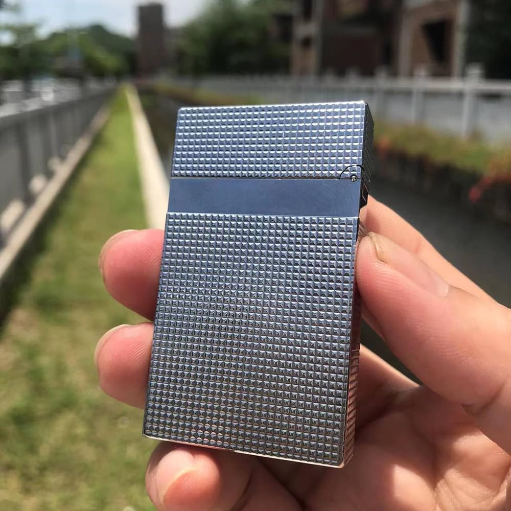 Classic Diamond Head Lighter, Ligne 2 Lighters, Adjustable Soft Flame, Ping Sound, Gift for Men Dad Boyfriend (Gold Single Flame)