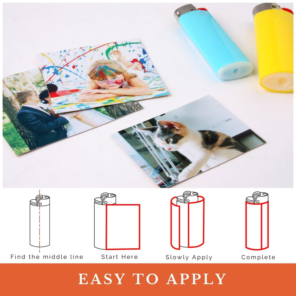 Custom Lighter Stickers with Own Pictures, Personalize Lighters PVC Film Wraps Reusable up to 3 Times - 4 Pack Upload 4 Photos Suitable for Bic Pocket Lighter Ideal for Gifts(Lighter Not Included)
