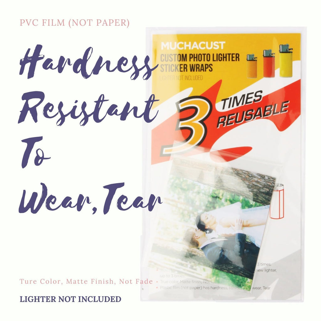 Custom Lighter Stickers with Own Pictures, Personalize Lighters PVC Film Wraps Reusable up to 3 Times - 4 Pack Upload 4 Photos Suitable for Bic Pocket Lighter Ideal for Gifts(Lighter Not Included)