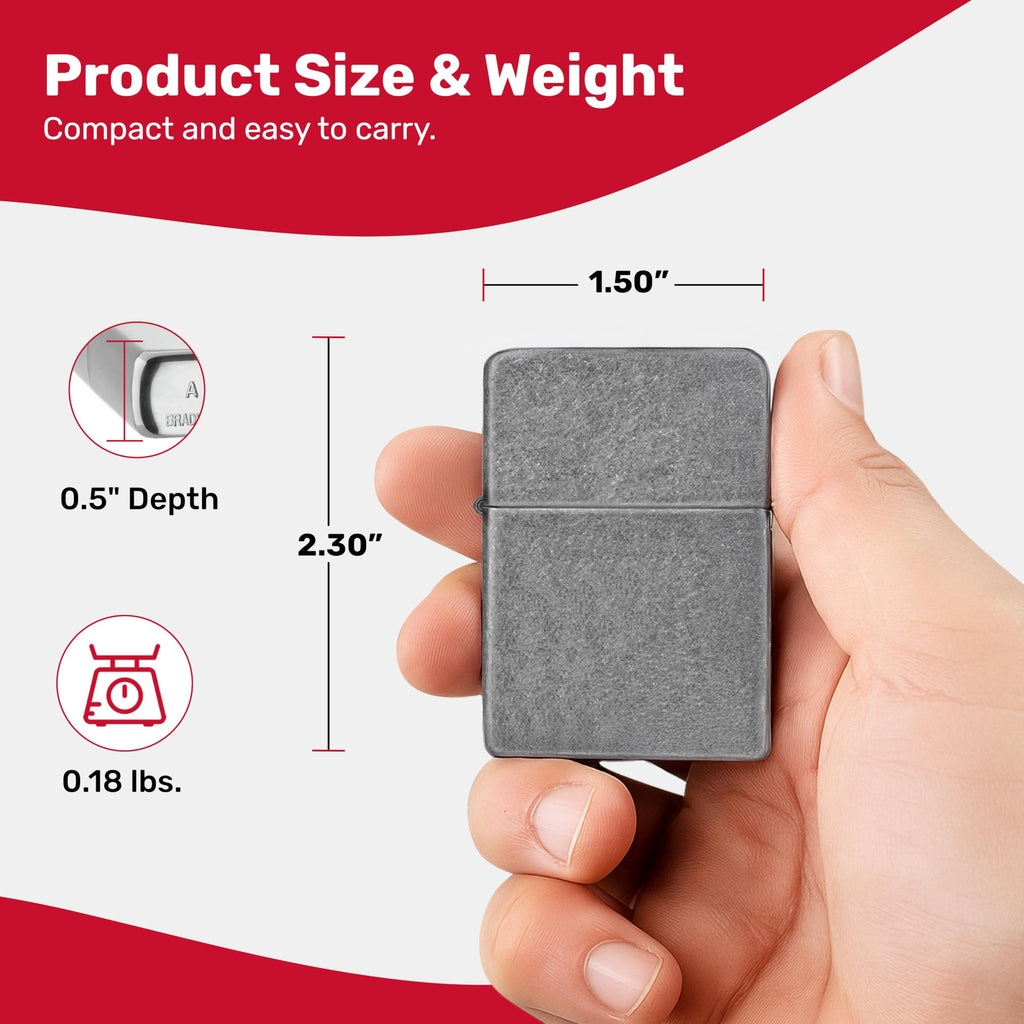 Zippo Classic Brushed Chrome Pocket Lighter - Windproof & Refillable Flip-Top Metal Lighter - Everyday Use Pocket Lighters - Luxury Lighters Made in USA