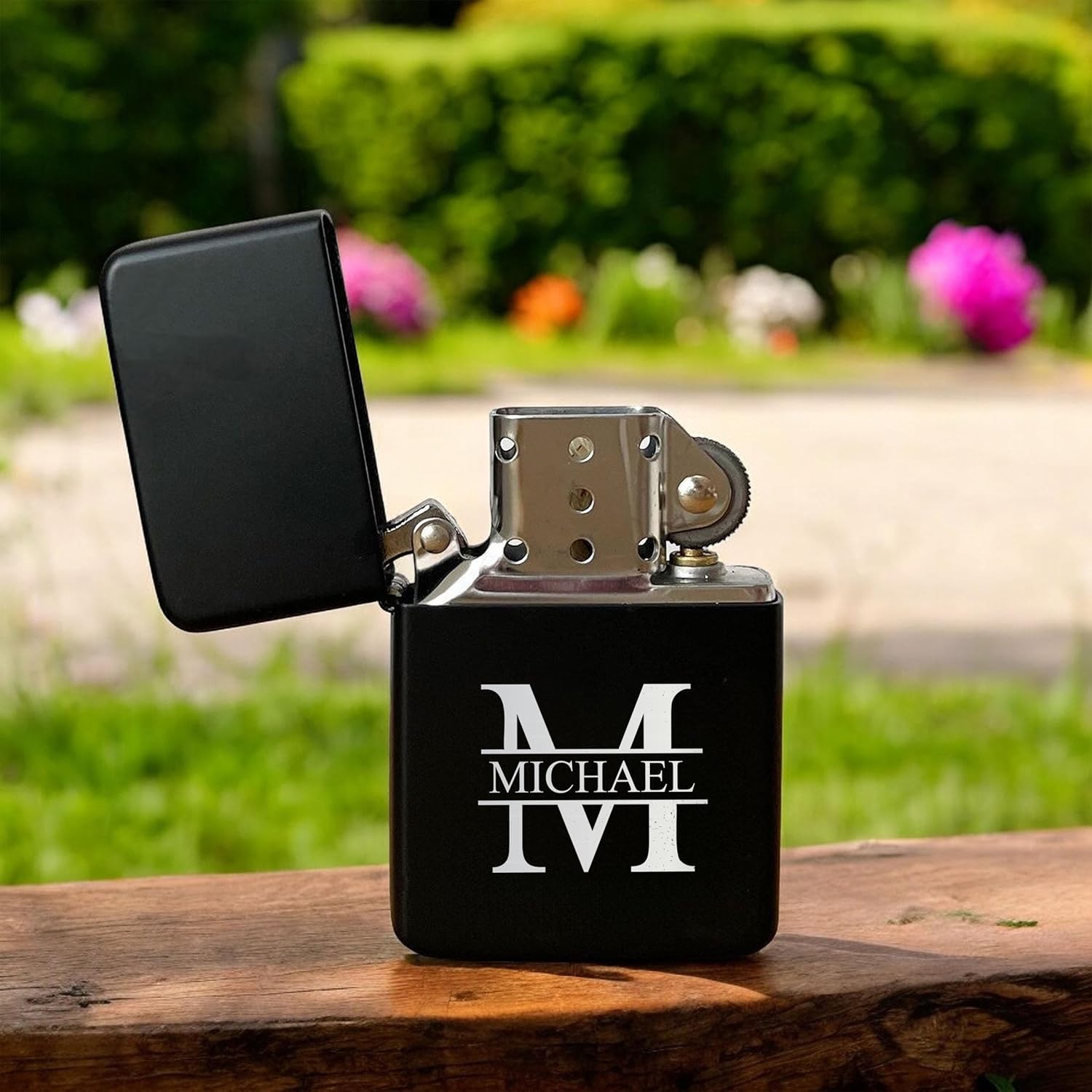Custom Lighter, Personalized Monogram Lighters, Engraved Black Lighter with Case, Customized Lighters, Groomsmen Gifts, Gift for Men, Windproof Pocket Lighter